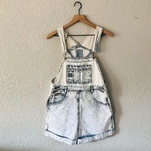 Vintage 1990s Squeeze Acid Wash Denim Overalls Shortalls